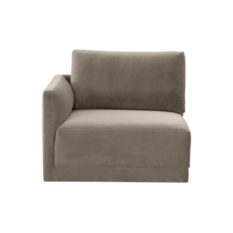 Willow Performance Velvet Modular LAF Corner Chair - Taupe