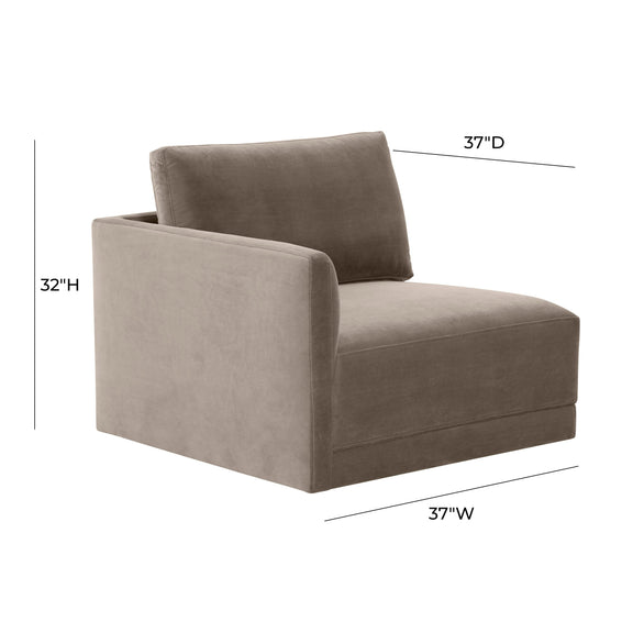Willow Performance Velvet Modular LAF Corner Chair - Taupe