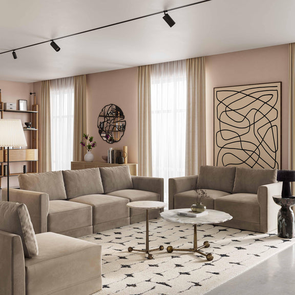 Willow Performance Velvet Modular RAF Corner Chair - Taupe