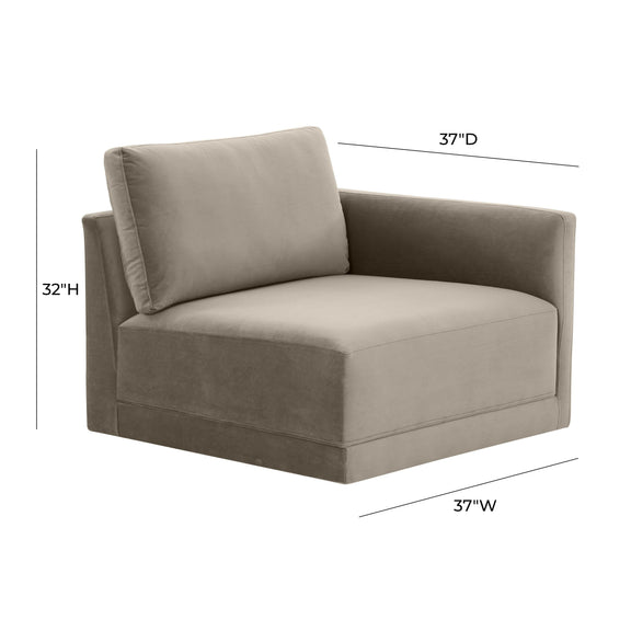 Willow Performance Velvet Modular RAF Corner Chair - Taupe