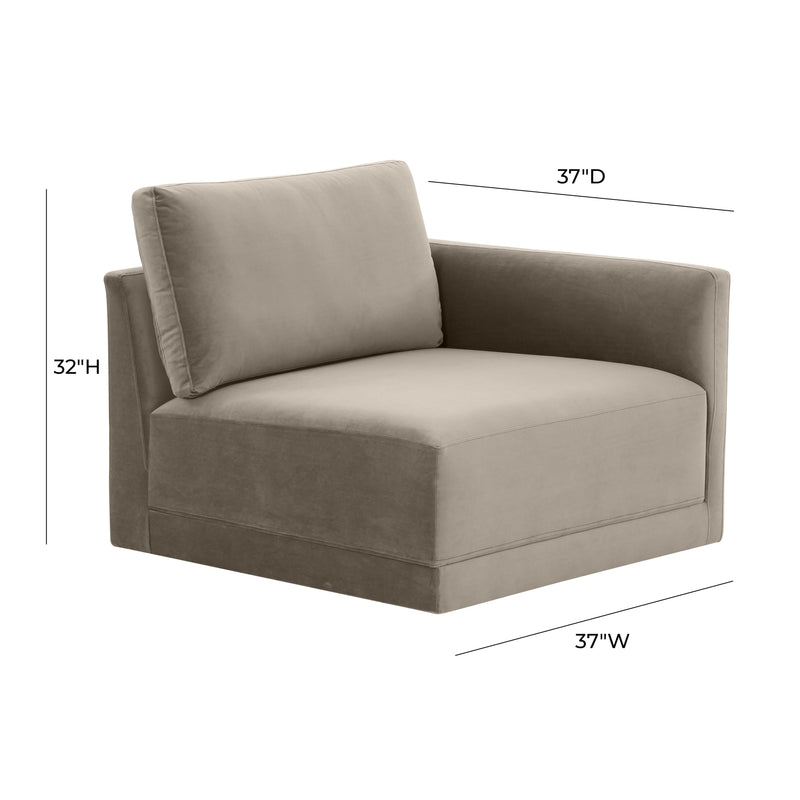 Willow Performance Velvet Modular RAF Corner Chair - Taupe