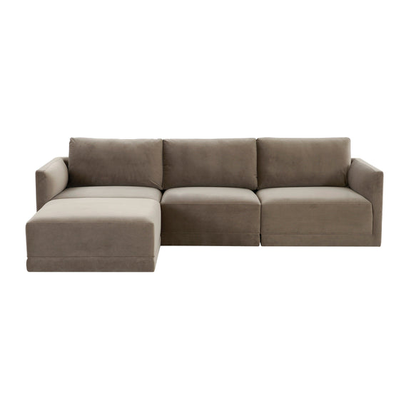 Willow 4-Piece Performance Velvet Modular Sectional - Taupe