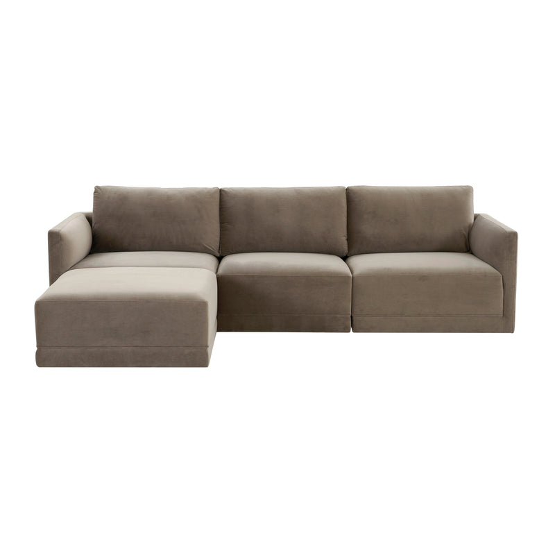 Willow 4-Piece Performance Velvet Modular Sectional - Taupe