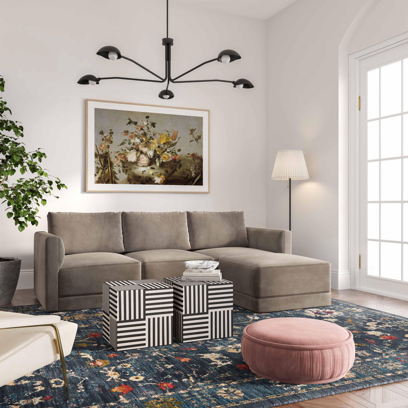 Willow 4-Piece Performance Velvet Modular Sectional - Taupe