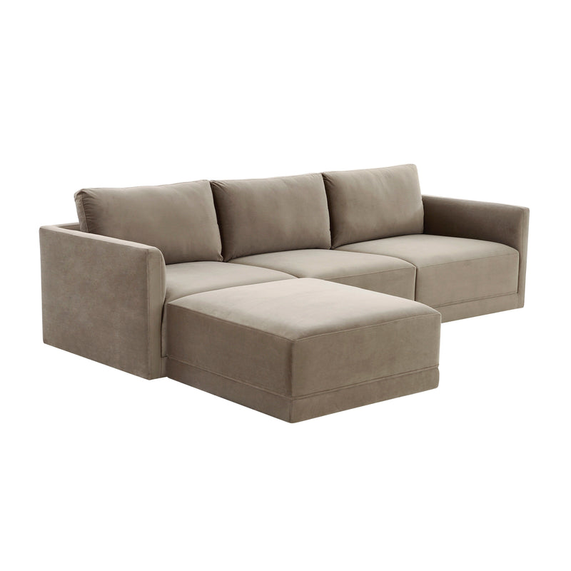 Willow 4-Piece Performance Velvet Modular Sectional - Taupe