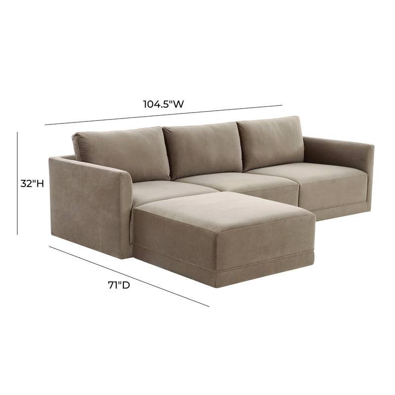 Willow 4-Piece Performance Velvet Modular Sectional - Taupe