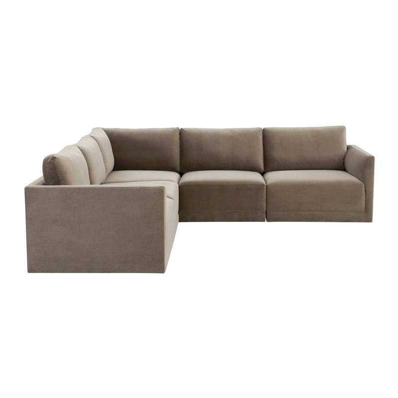 Willow 5-Piece Performance Velvet Modular L Sectional - Taupe