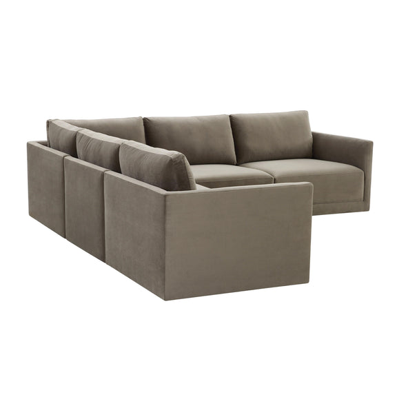 Willow 5-Piece Performance Velvet Modular L Sectional - Taupe
