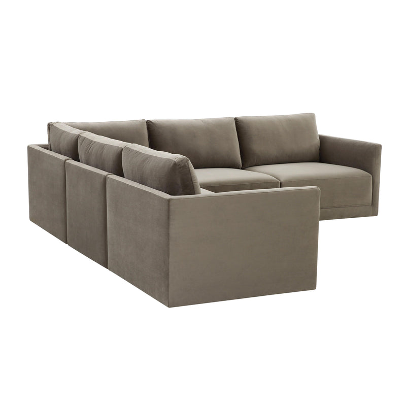 Willow 5-Piece Performance Velvet Modular L Sectional - Taupe