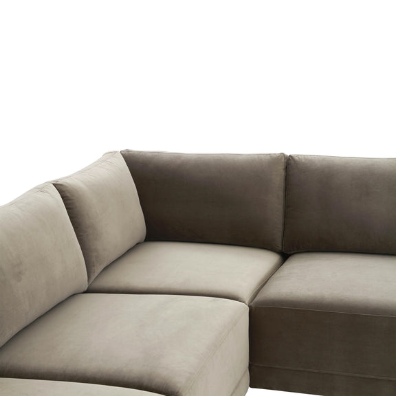 Willow 5-Piece Performance Velvet Modular L Sectional - Taupe