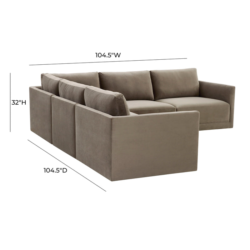 Willow 5-Piece Performance Velvet Modular L Sectional - Taupe