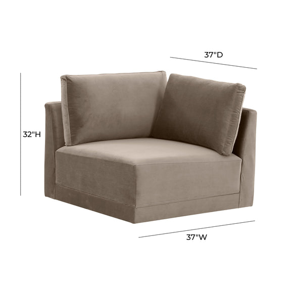 Willow Performance Velvet Modular Corner Chair - Taupe