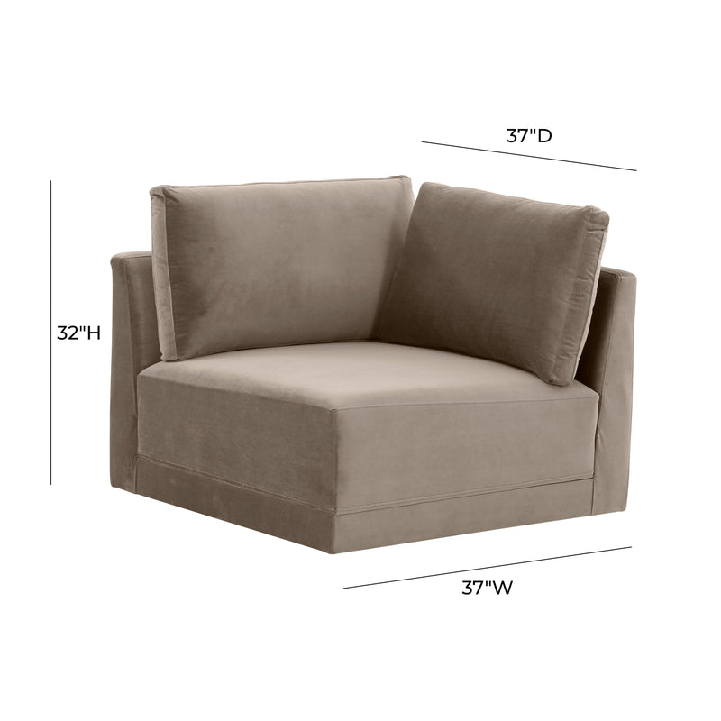Willow Performance Velvet Modular Corner Chair - Taupe