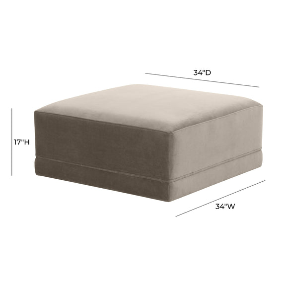 Willow Performance Velvet Modular Ottoman - Taupe