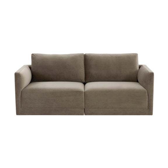 Willow 74" Performance Velvet Modular Loveseat - Taupe