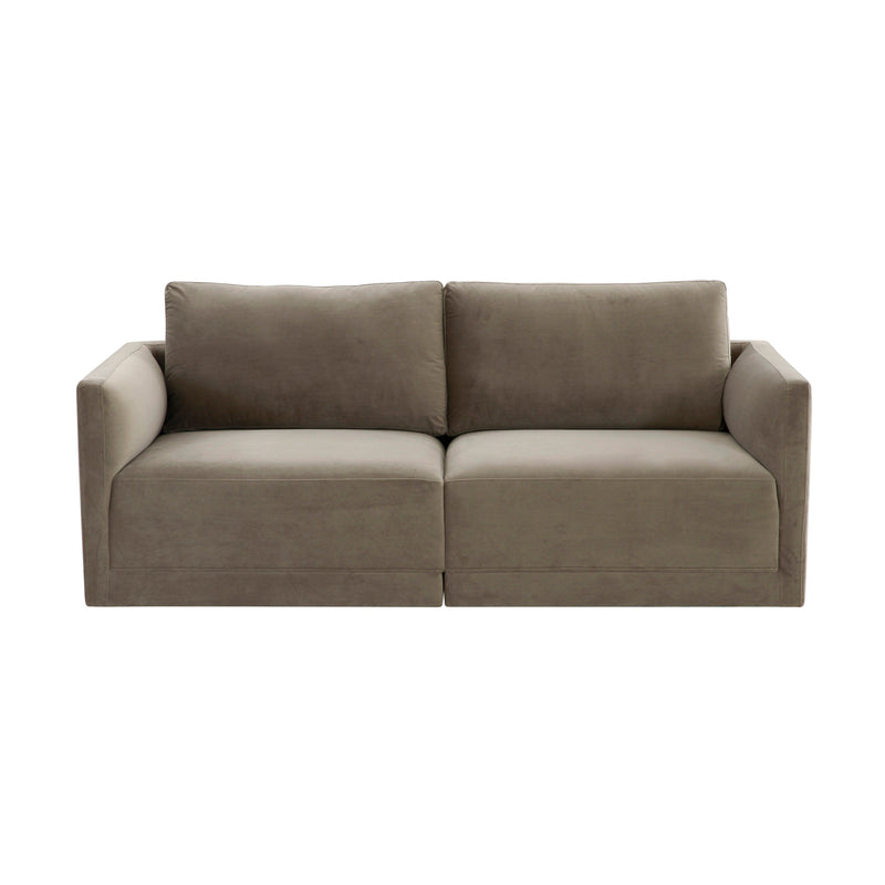 Willow 74" Performance Velvet Modular Loveseat - Taupe