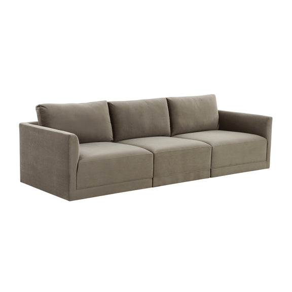 Willow 105" Performance Velvet Modular Sofa - Taupe