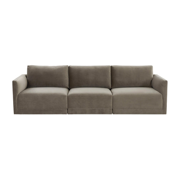 Willow 105" Performance Velvet Modular Sofa - Taupe