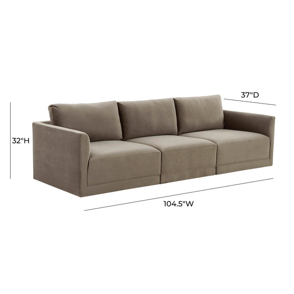 Willow 105" Performance Velvet Modular Sofa - Taupe