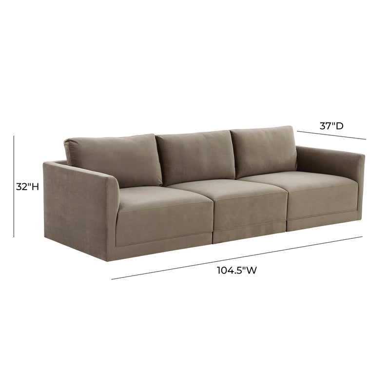 Willow 105" Performance Velvet Modular Sofa - Taupe