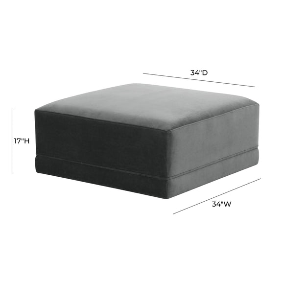 Willow Performance Velvet Modular Ottoman - Charcoal
