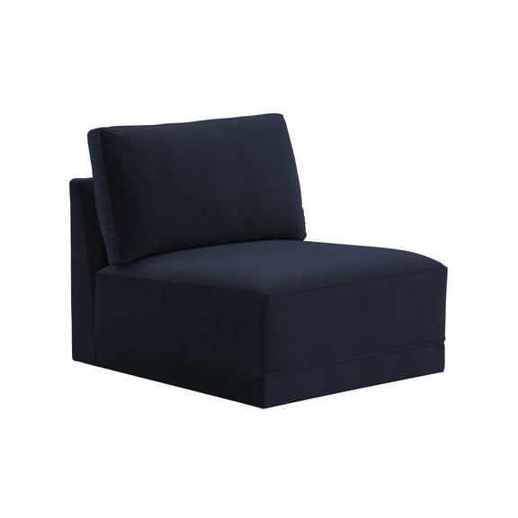 Willow Performance Velvet Modular Armless Chair - Navy
