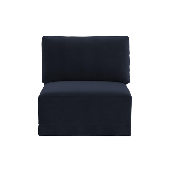 Willow Performance Velvet Modular Armless Chair - Navy