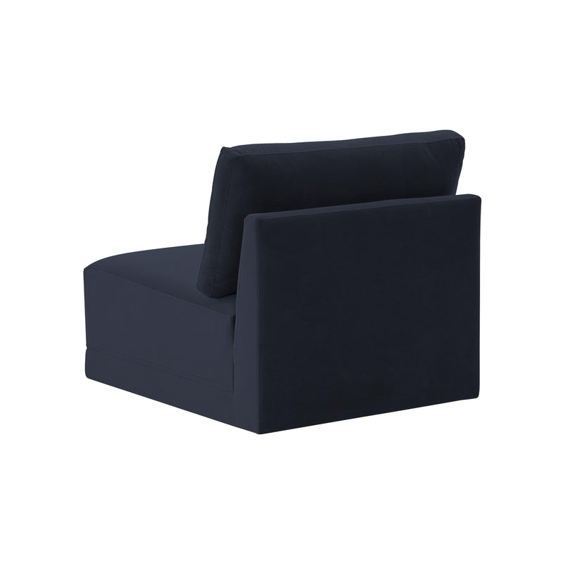 Willow Performance Velvet Modular Armless Chair - Navy