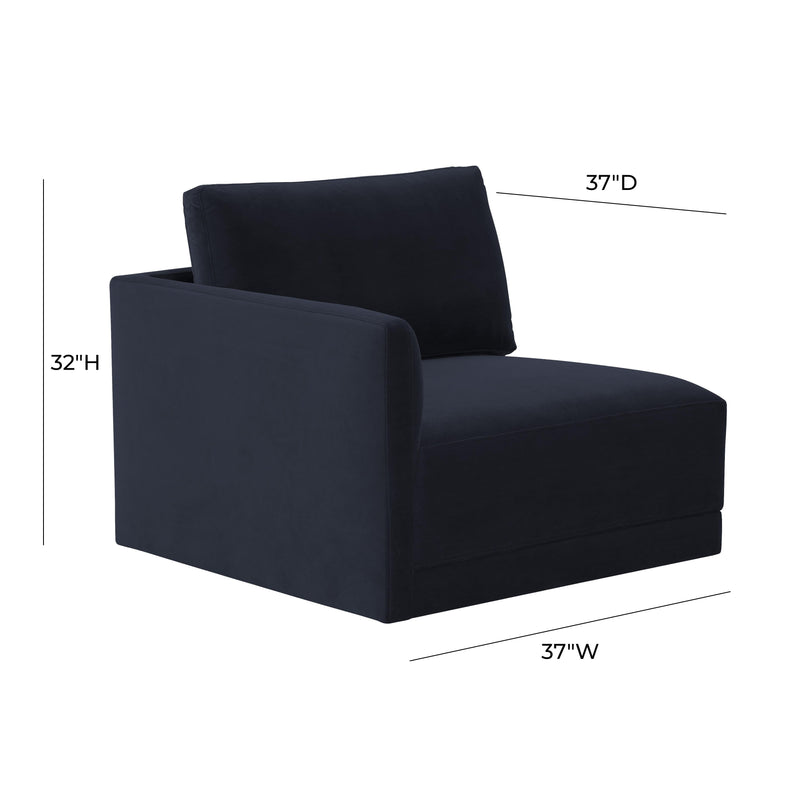 Willow Performance Velvet Modular LAF Corner Chair - Navy