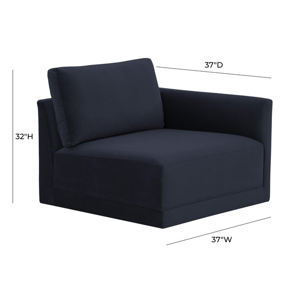 Willow Performance Velvet Modular RAF Corner Chair - Navy