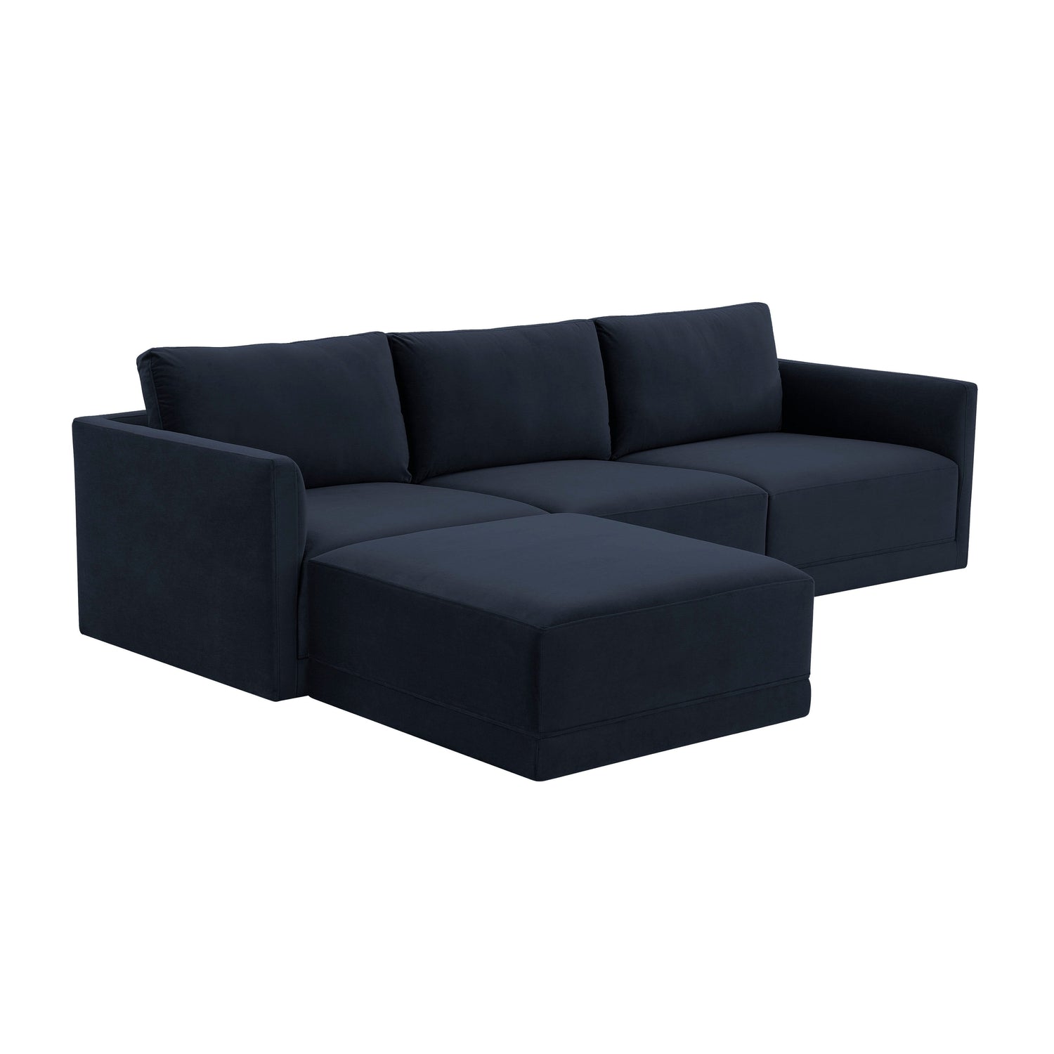 Willow 4-Piece Performance Velvet Modular Sectional - Navy