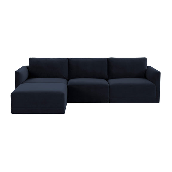 Willow 4-Piece Performance Velvet Modular Sectional - Navy