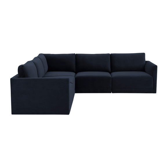 Willow 5-Piece Performance Velvet Modular L Sectional - Navy
