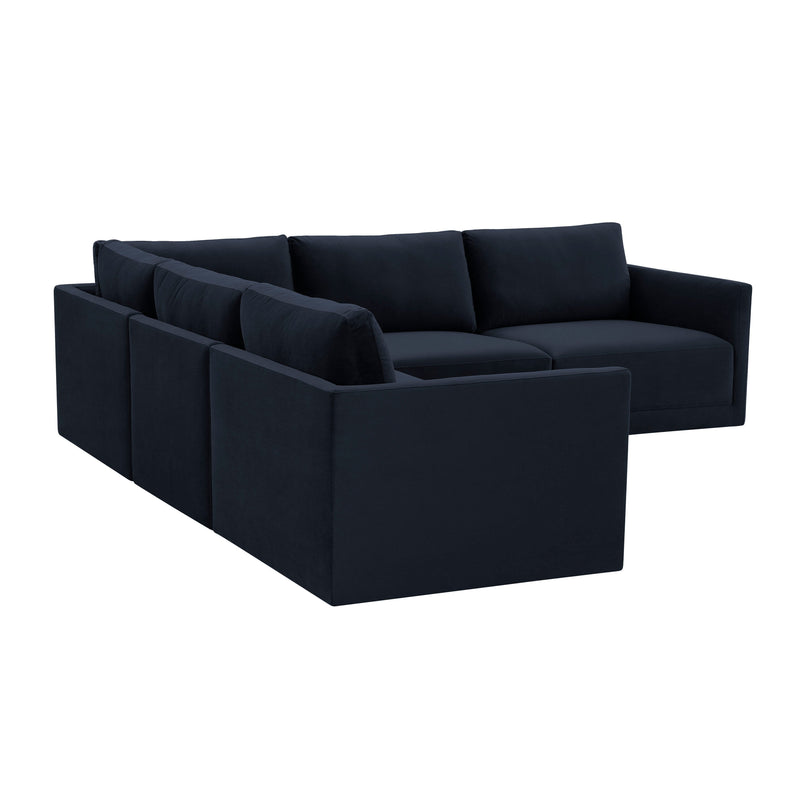 Willow 5-Piece Performance Velvet Modular L Sectional - Navy
