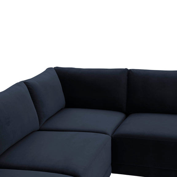 Willow 5-Piece Performance Velvet Modular L Sectional - Navy