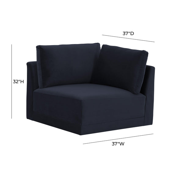 Willow Performance Velvet Modular Corner Chair - Navy