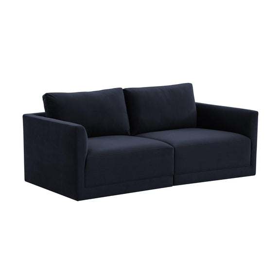 Willow 74" Performance Velvet Modular Loveseat - Navy