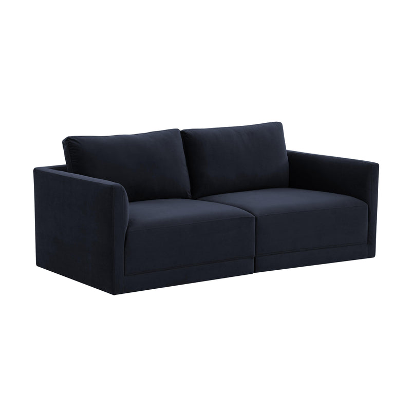 Willow 74" Performance Velvet Modular Loveseat - Navy