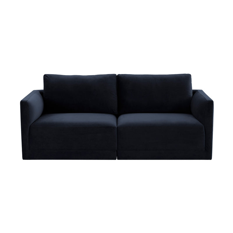 Willow 74" Performance Velvet Modular Loveseat - Navy