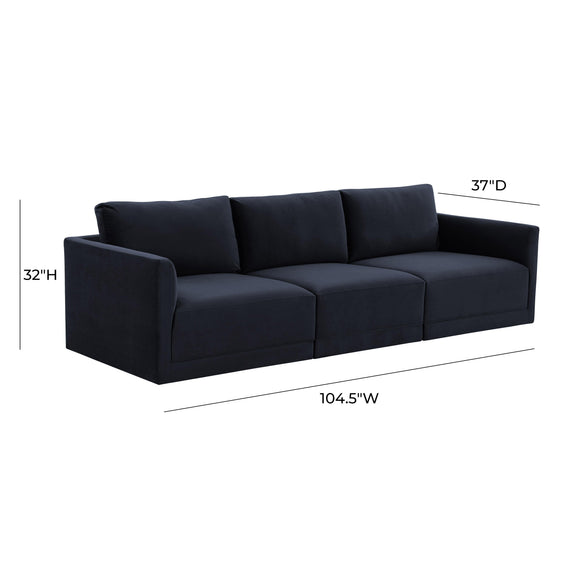 Willow 105" Performance Velvet Modular Sofa - Navy