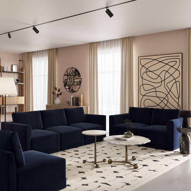 Willow 105" Performance Velvet Modular Sofa - Navy