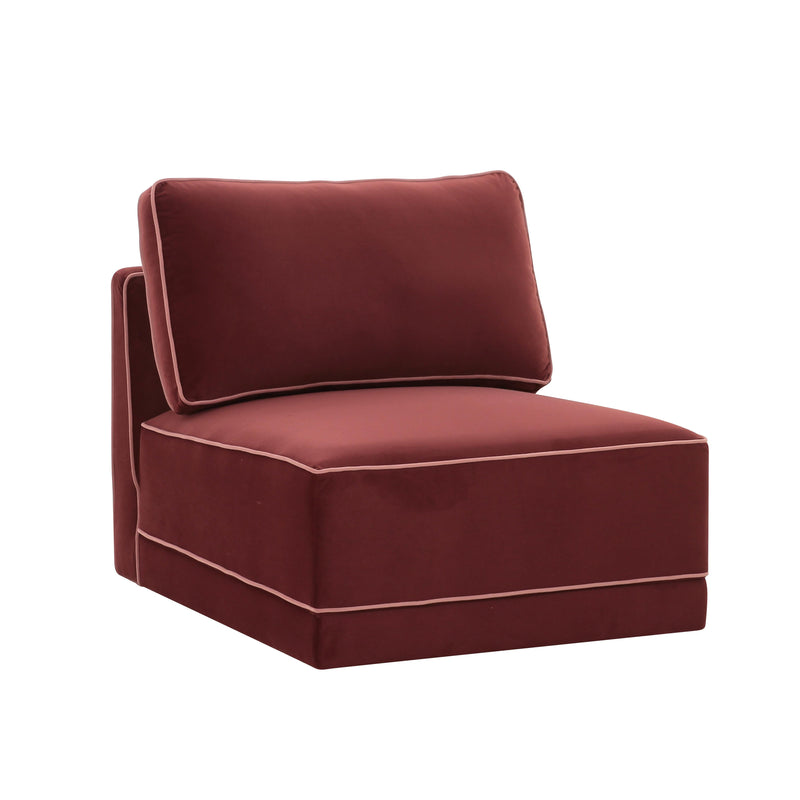 Willow Performance Velvet Modular Armless Chair - Red