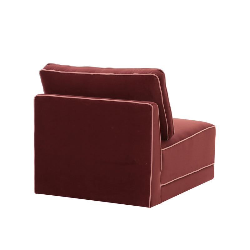Willow Performance Velvet Modular Armless Chair - Red