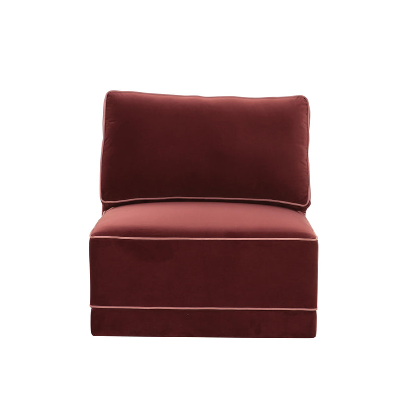 Willow Performance Velvet Modular Armless Chair - Red