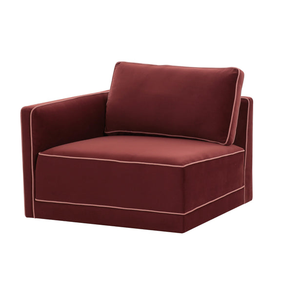 Willow Performance Velvet Modular LAF Corner Chair - Red