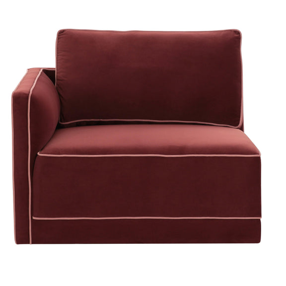 Willow Performance Velvet Modular LAF Corner Chair - Red
