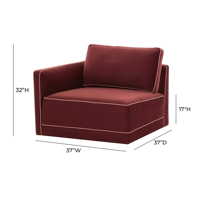 Willow Performance Velvet Modular LAF Corner Chair - Red