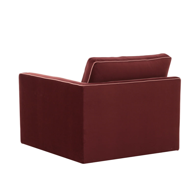 Willow Performance Velvet Modular RAF Corner Chair - Red