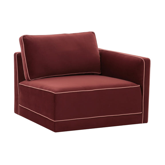Willow Performance Velvet Modular RAF Corner Chair - Red