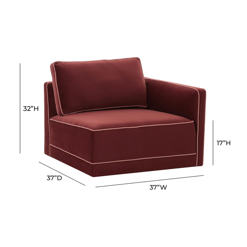 Willow Performance Velvet Modular RAF Corner Chair - Red